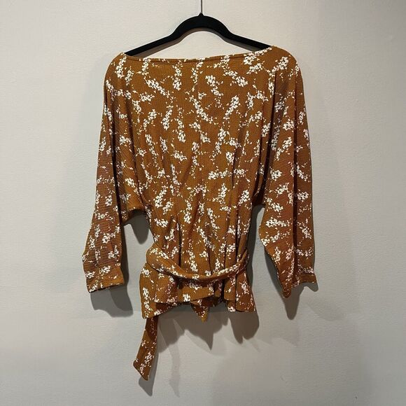 Anthropologie Blouse Small Amber Dolman Sleeve Top Golden Boho Floral Casual - Picture 4 of 10